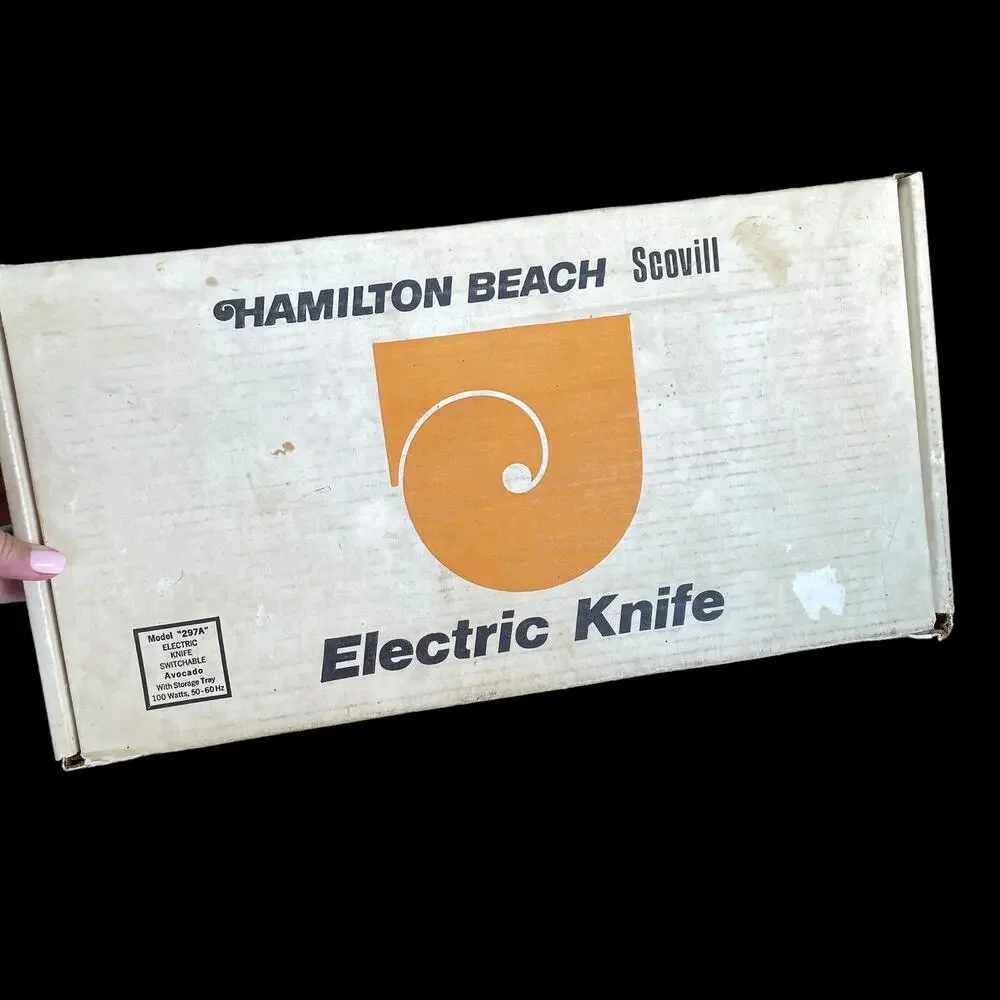Vintage Hamilton Beach Electric Knife Avocado w/ Storage Tray Scovill 297A READ